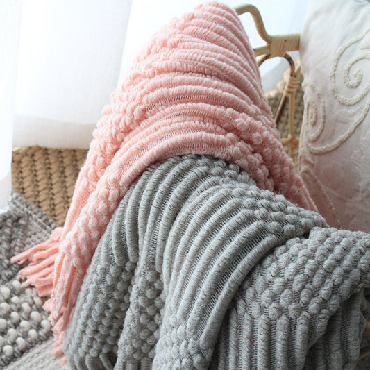MOCHIKA Woven Textured Fringe Throw