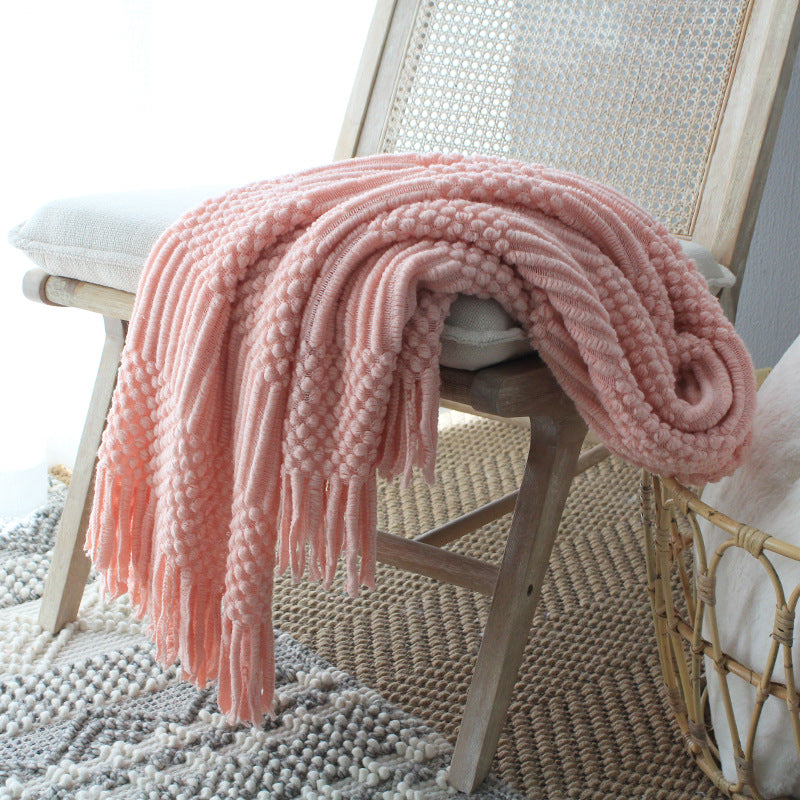 MOCHIKA Woven Textured Fringe Throw